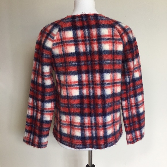 Madewell Red Brushed Plaid Pullover - Picture 3 of 5